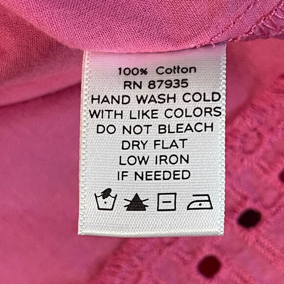 Susan Graver Tunic Blouse Women‎ Size M Pink Raglan 3/4 Sleeve Button-Front - Picture 5 of 13